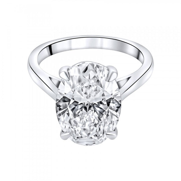 Lab grown platinum 6.01ct D VVS2 IGI oval cut diamond ring