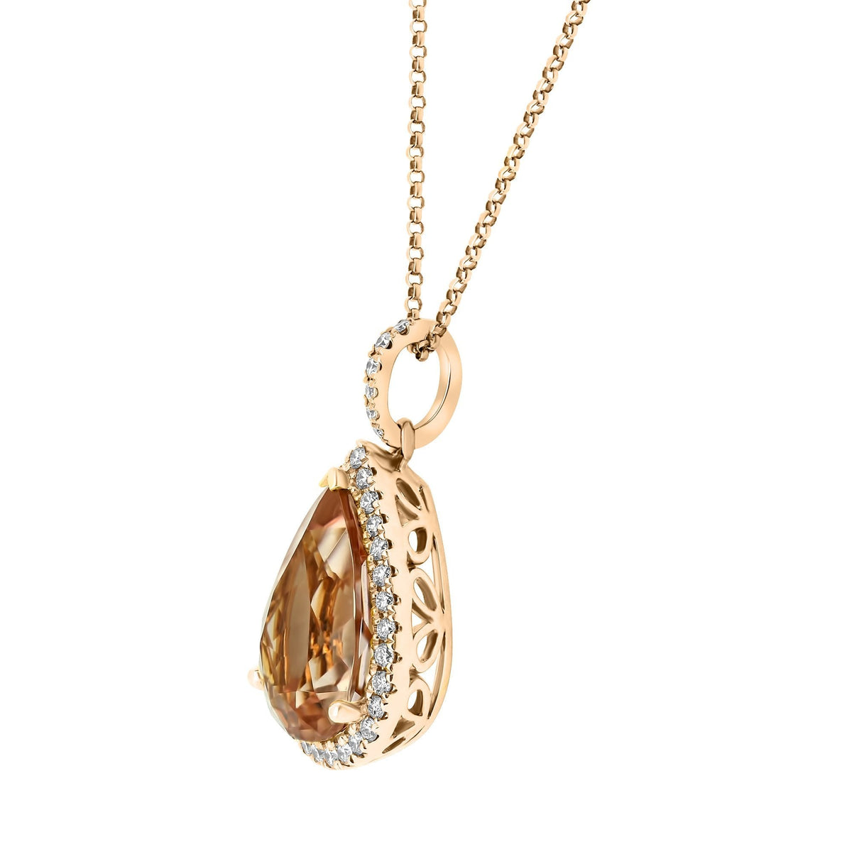 18ct rose gold 7.00ct morganite & 0.41ct diamond pendant