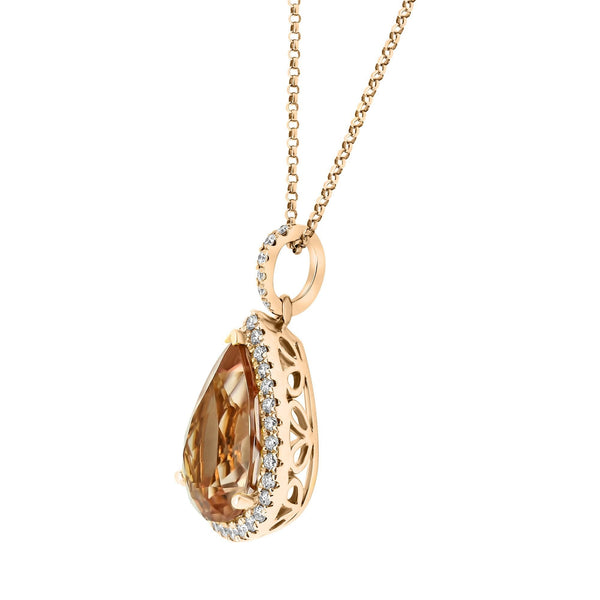 18ct rose gold 7.00ct morganite & 0.41ct diamond pendant