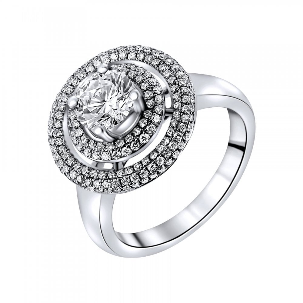 Platinum 1.01ct D SI2 HRD round brilliant cut diamond halo ring