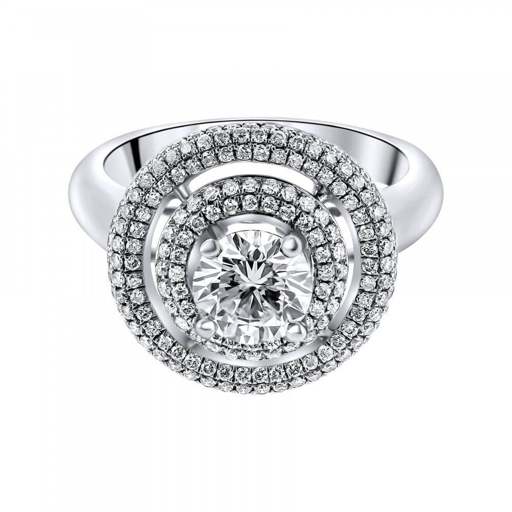 Platinum 1.01ct D SI2 HRD round brilliant cut diamond halo ring