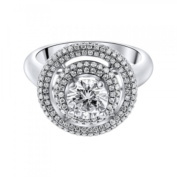 Platinum 1.01ct D SI2 HRD round brilliant cut diamond halo ring