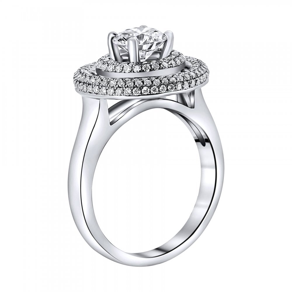 Platinum 1.01ct D SI2 HRD round brilliant cut diamond halo ring