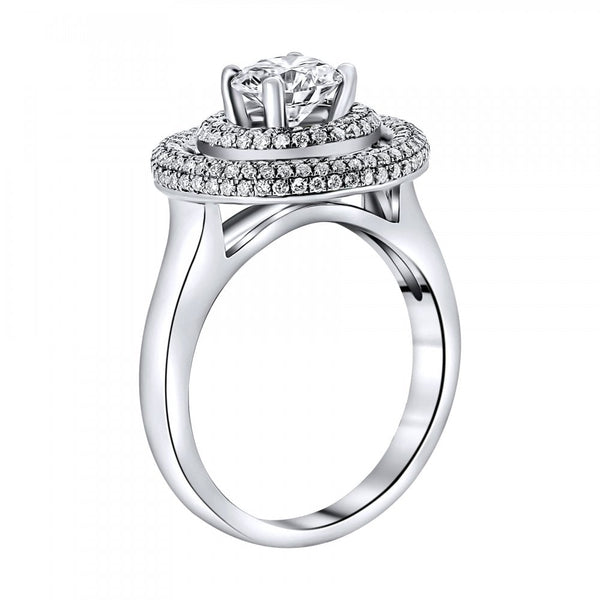 Platinum 1.01ct D SI2 HRD round brilliant cut diamond halo ring
