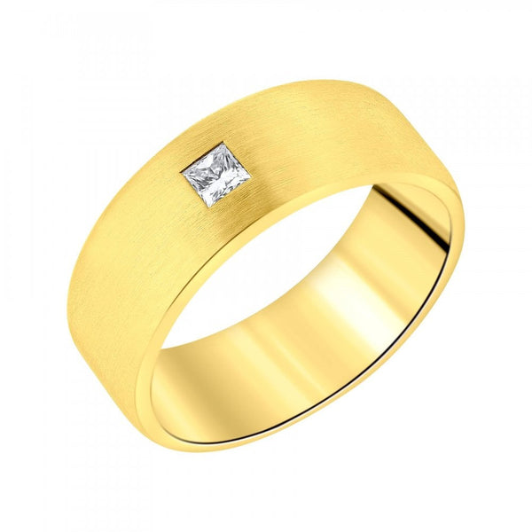 18ct yellow gold 8.0mm 0.30ct diamond extra heavy court ring