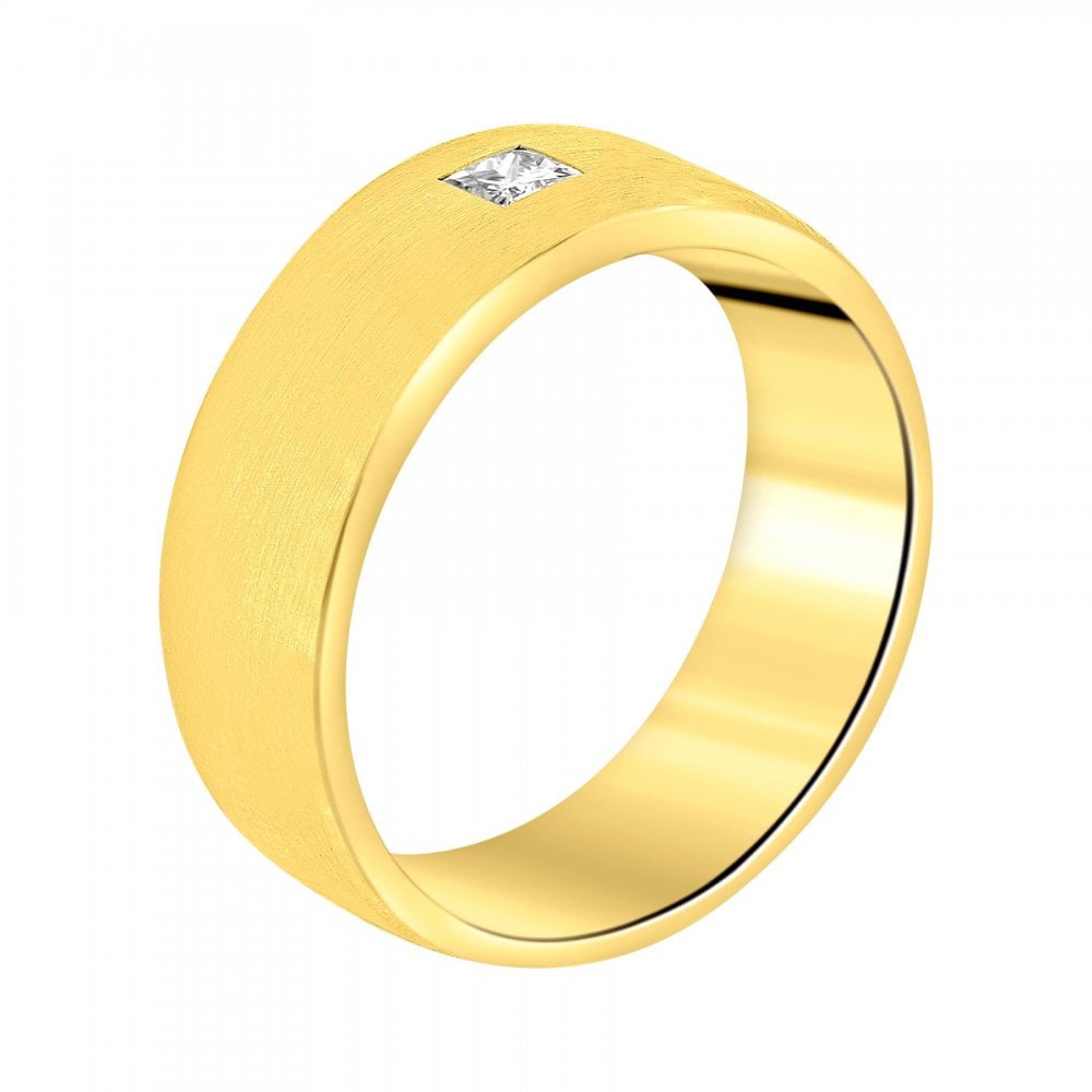 18ct yellow gold 8.0mm 0.30ct diamond extra heavy court ring