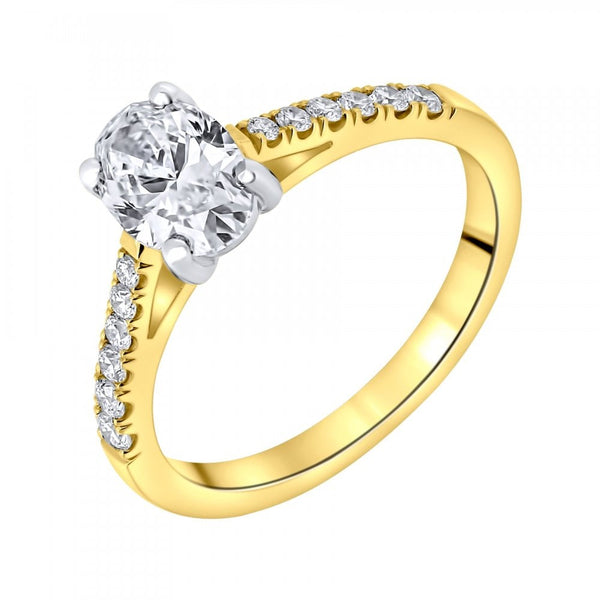 18ct yellow gold 1.00ct oval cut diamond ring
