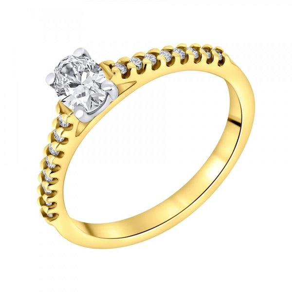 18ct yellow gold 0.40ct D VS2 GIA oval diamond ring