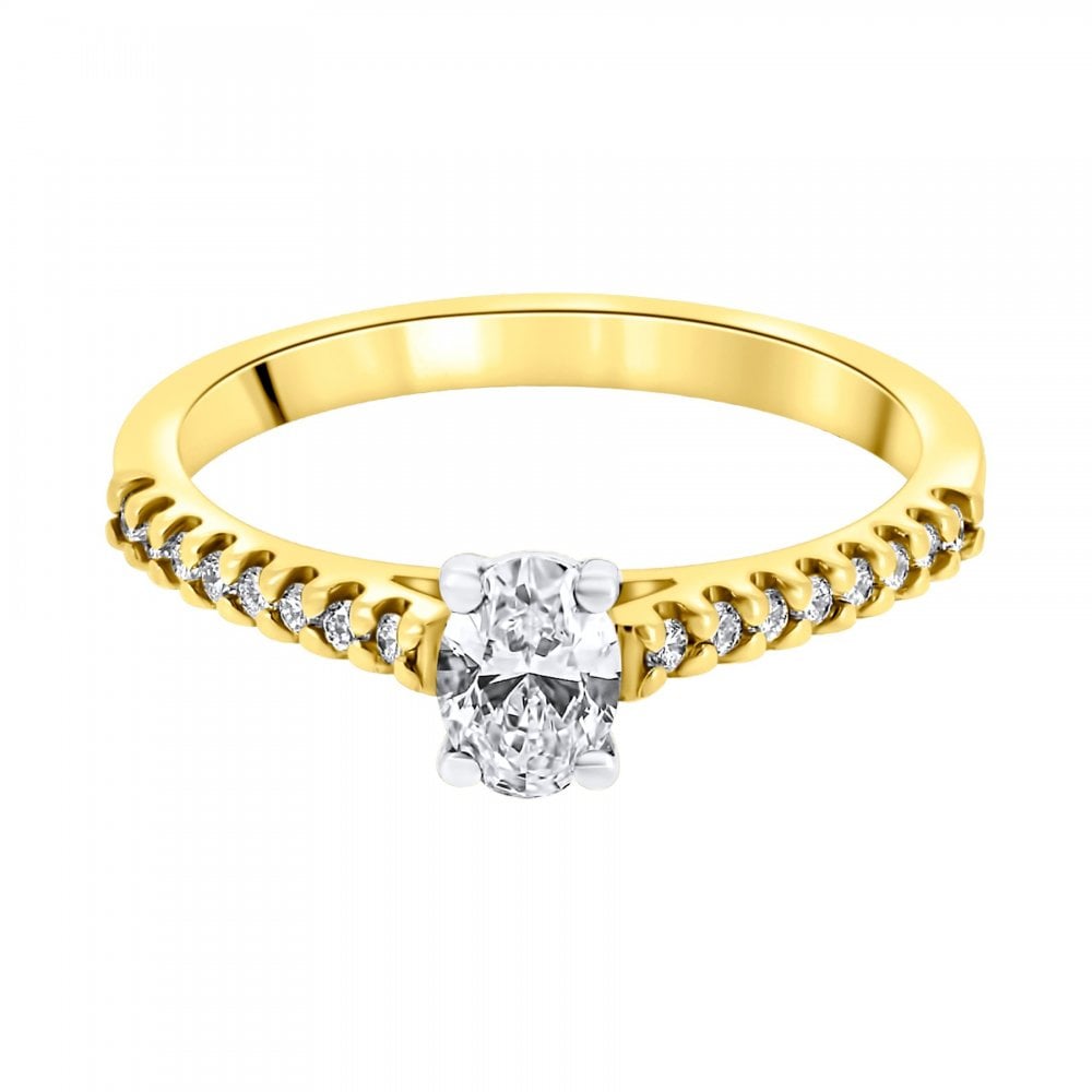 18ct yellow gold 0.40ct D VS2 GIA oval diamond ring