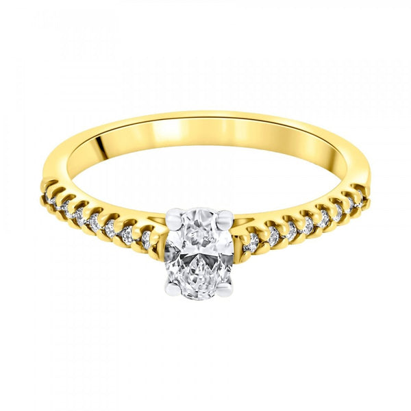 18ct yellow gold 0.40ct D VS2 GIA oval diamond ring