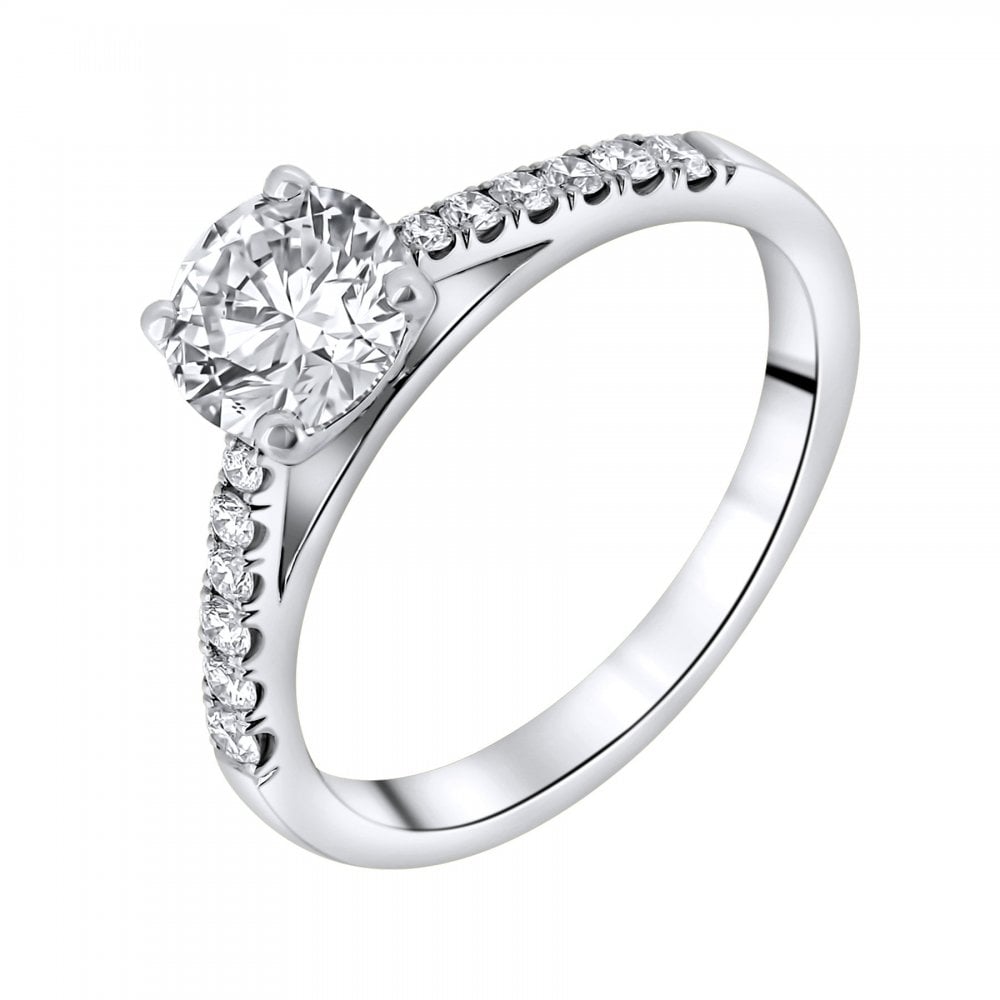 Platinum 0.80ct round brilliant cut diamond ring