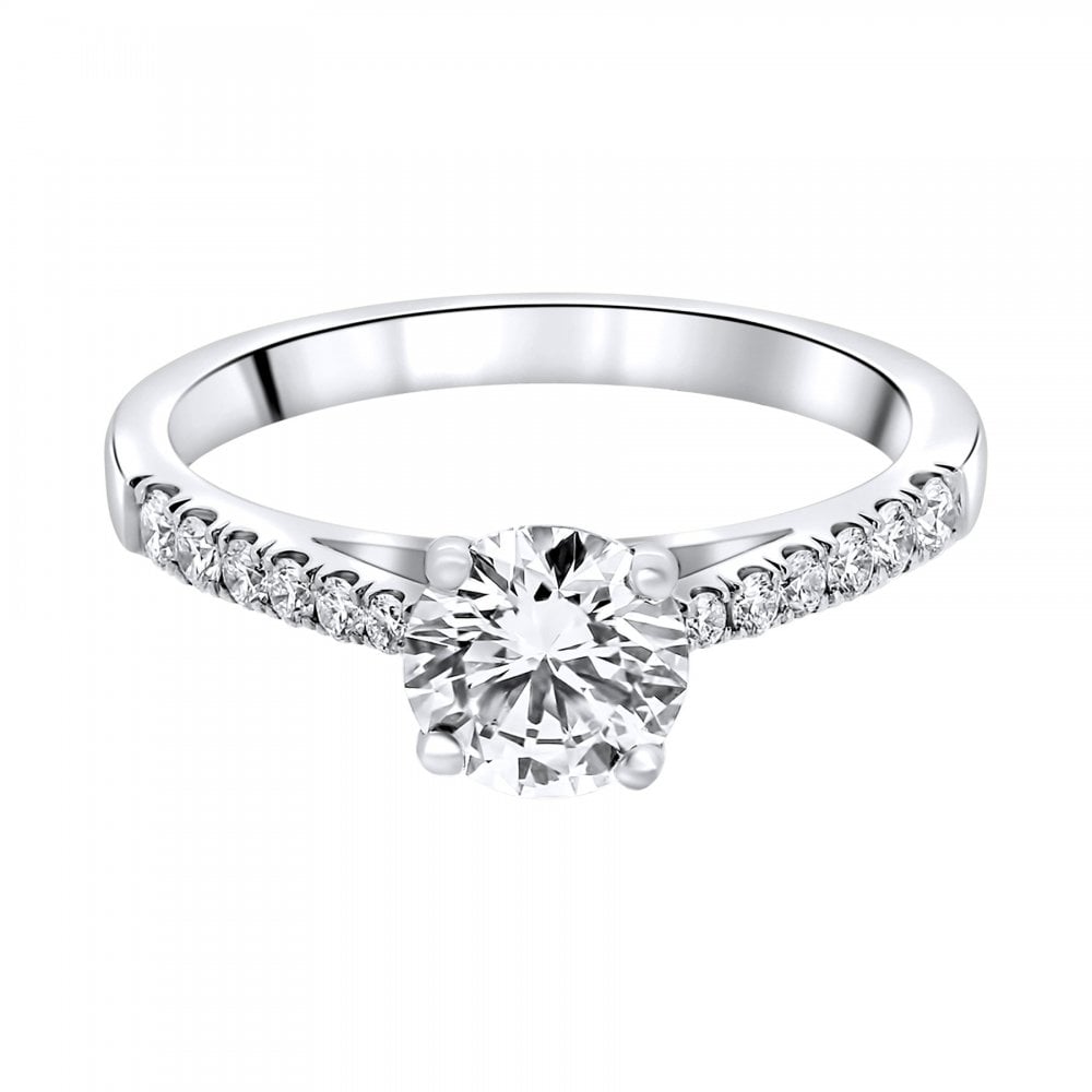 Platinum 0.80ct round brilliant cut diamond ring