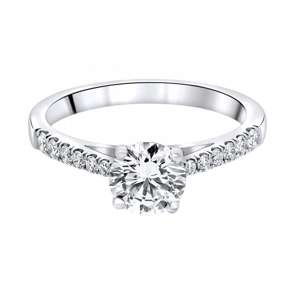 Platinum 0.80ct round brilliant cut diamond ring