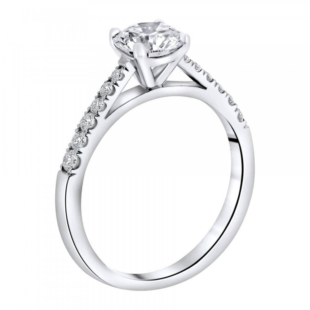 Platinum 0.80ct round brilliant cut diamond ring