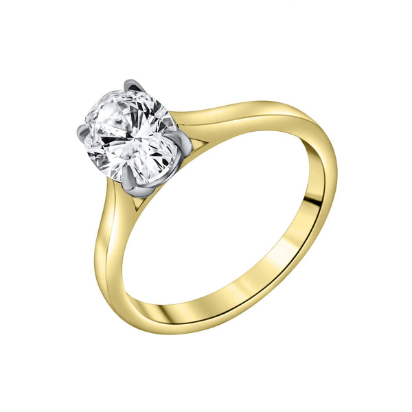 Lab grown 18ct yellow gold 1.52ct D VVS2 IGI oval diamond ring