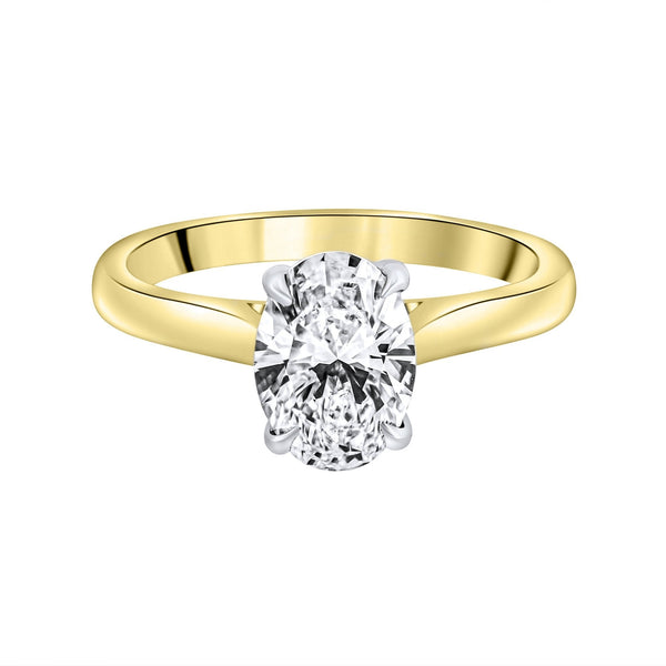 Lab grown 18ct yellow gold 1.52ct D VVS2 IGI oval diamond ring