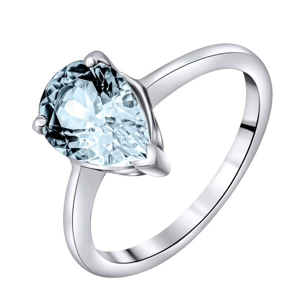9ct white gold 10mm x 7mm pear cut aquamarine ring