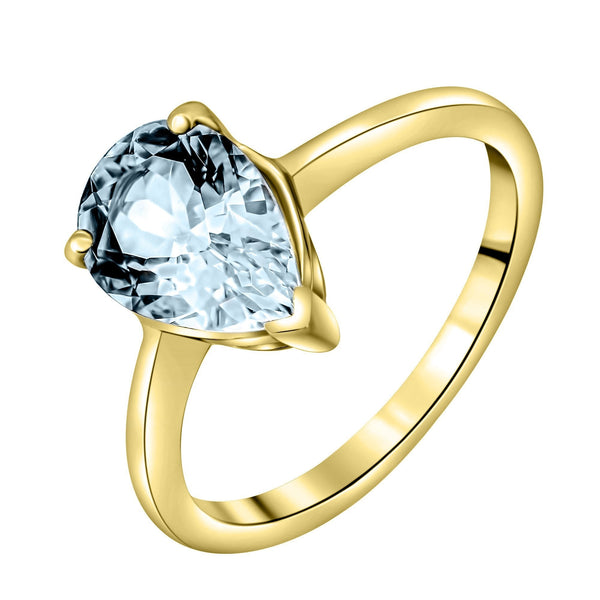 9ct yellow gold 10mm x 7mm pear cut aquamarine ring