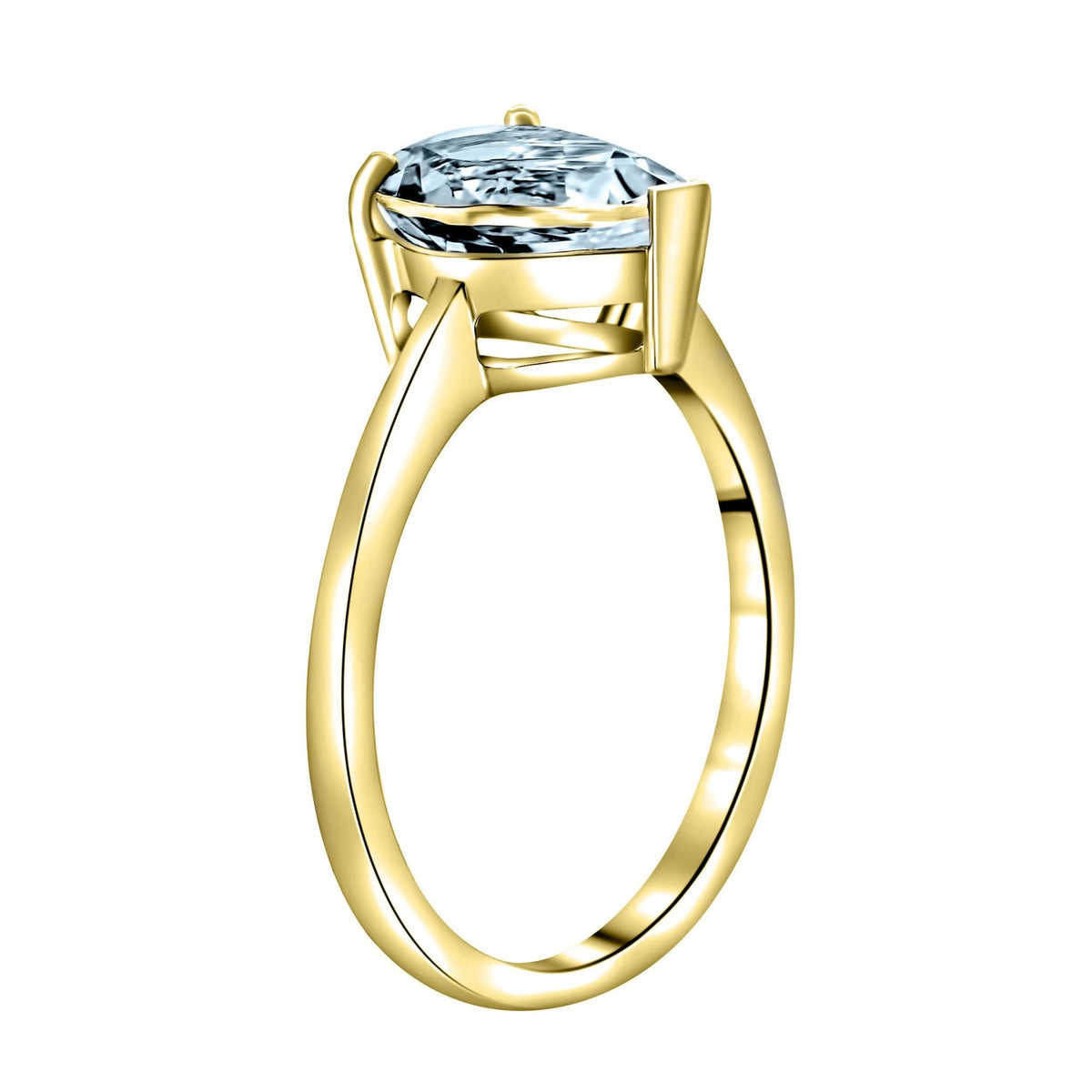 9ct yellow gold 10mm x 7mm pear cut aquamarine ring