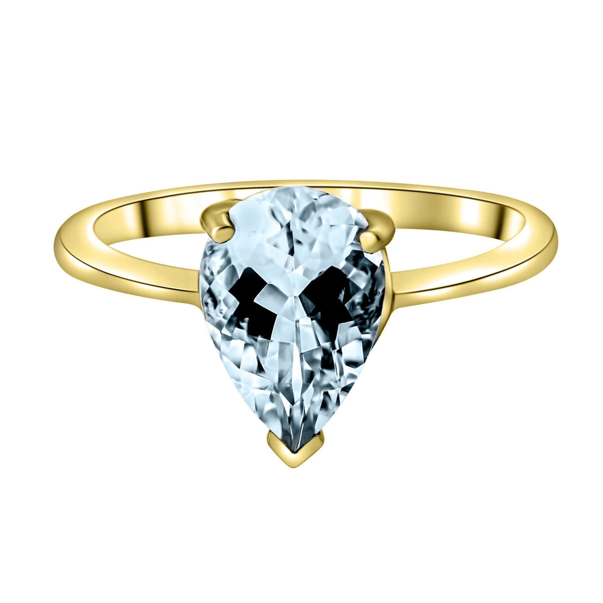 9ct yellow gold 10mm x 7mm pear cut aquamarine ring