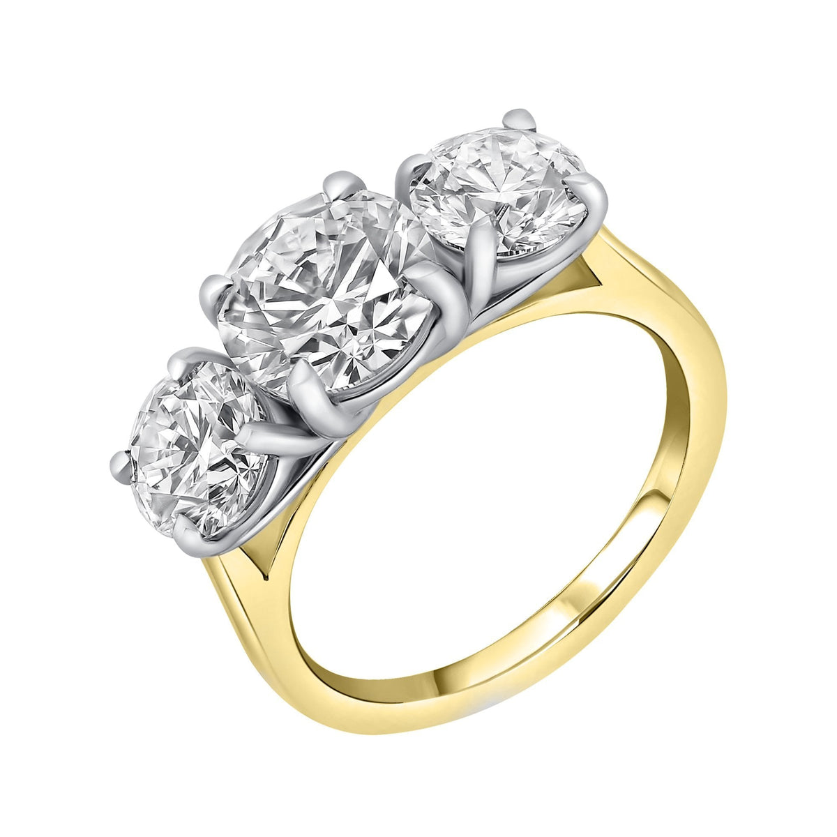 Lg 18ct Yellow Gold 4.10ct D Vvs2 Igi Round Diamond 3 Stone Ring