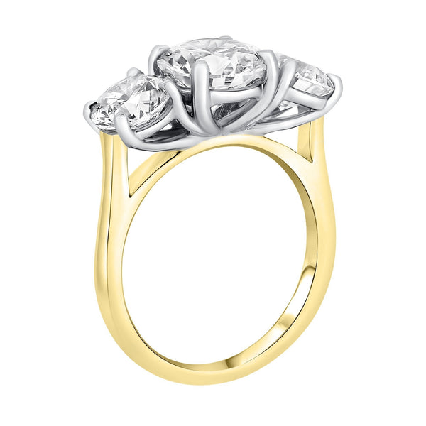 LG 18ct yellow gold 4.10ct D VVS2 IGI round diamond 3 stone ring