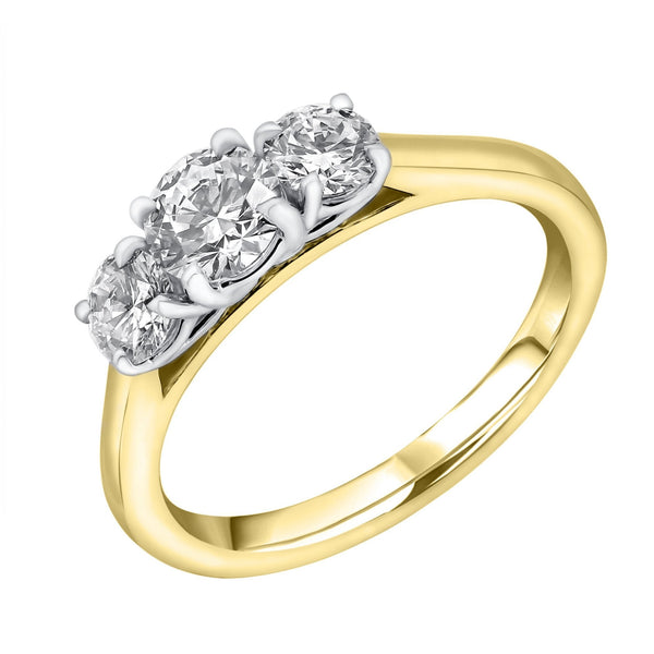 LG 18ct yellow gold 1.07ct D VVS2 round diamond 3 stone ring