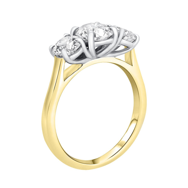 LG 18ct yellow gold 1.07ct D VVS2 round diamond 3 stone ring