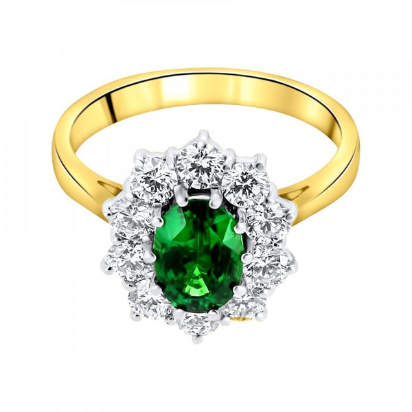 18ct yellow gold 1.55ct tsavorite garnet & 1.08ct diamond ring