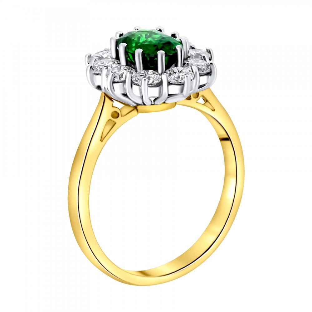 18ct yellow gold 1.55ct tsavorite garnet & 1.08ct diamond ring