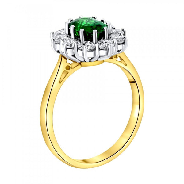 18ct yellow gold 1.55ct tsavorite garnet & 1.08ct diamond ring