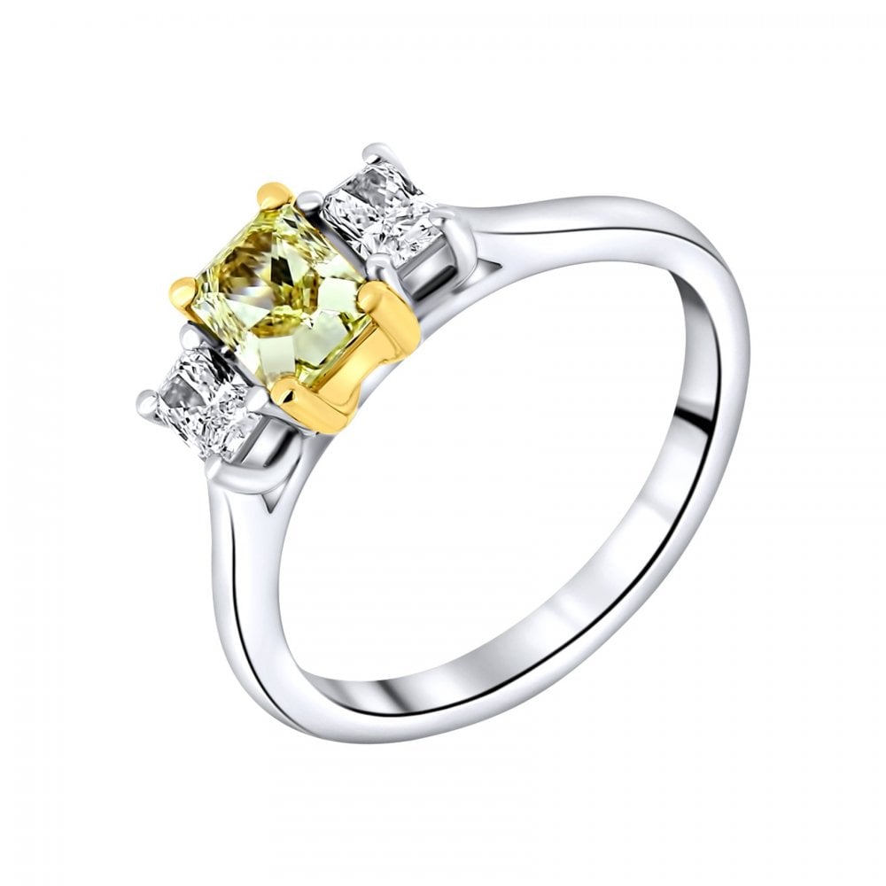 Platinum 0.70ct fancy yellow VS1 GIA & 0.33ct diamond ring