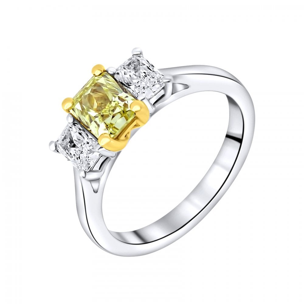 Platinum 1.66ct fancy yellow IF & 0.63ct D IF GIA diamond ring