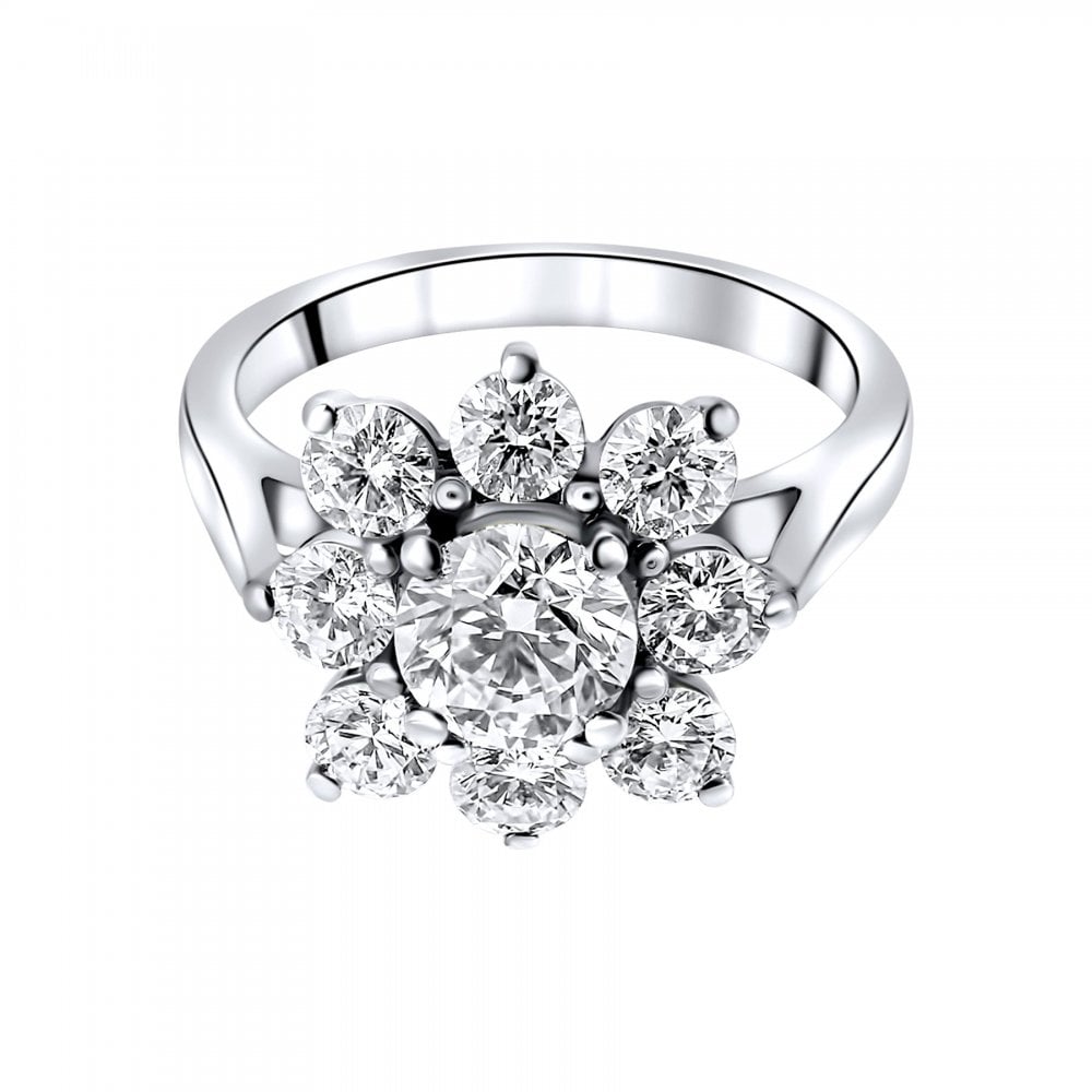 Platinum 1.02ct D VS2 EGL & 1.37ct round diamond cluster ring