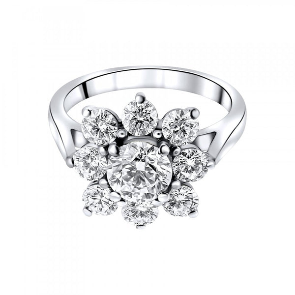 Platinum 1.02ct D VS2 EGL & 1.37ct round diamond cluster ring