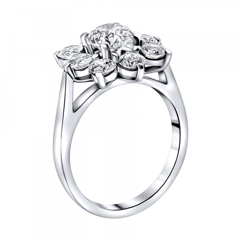 Platinum 1.02ct D VS2 EGL & 1.37ct round diamond cluster ring