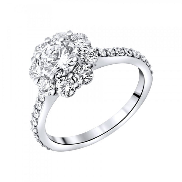 Platinum 0.87ct E VS1 GIA round brilliant diamond cluster ring
