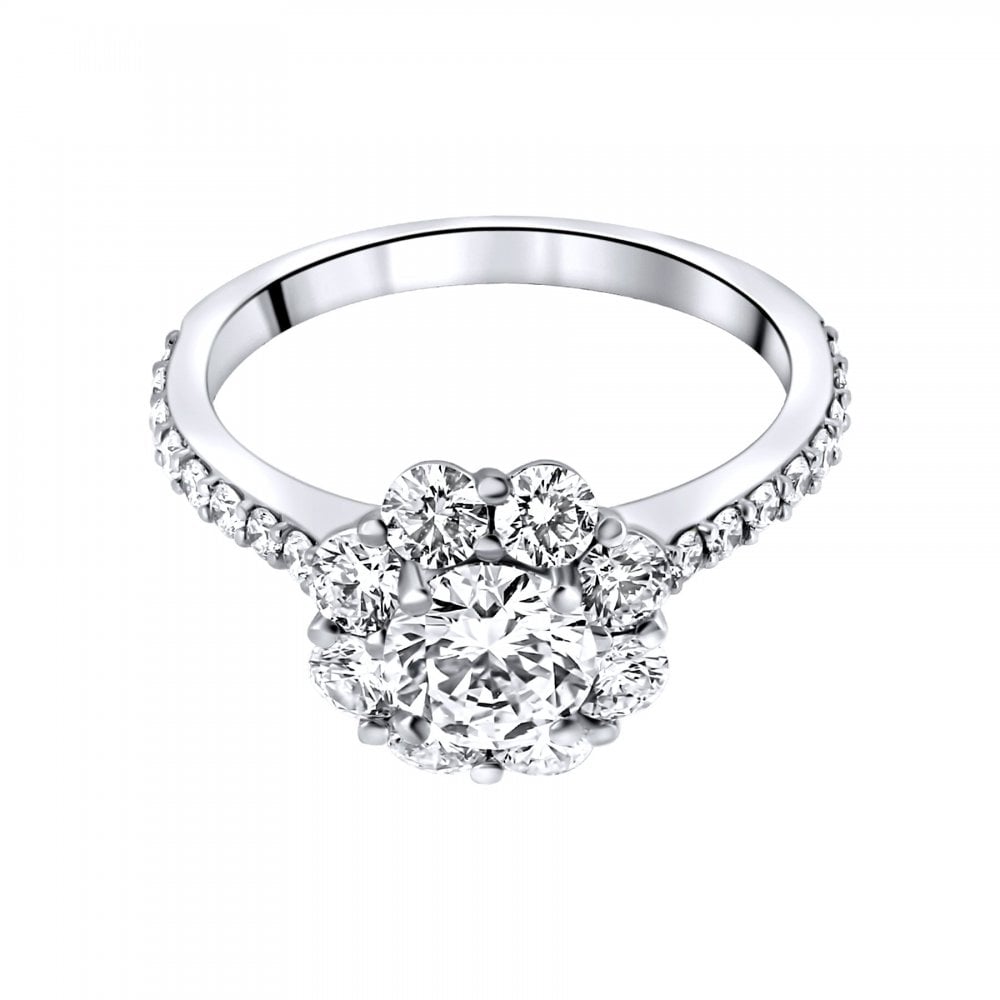 Platinum 0.87ct E VS1 GIA round brilliant diamond cluster ring