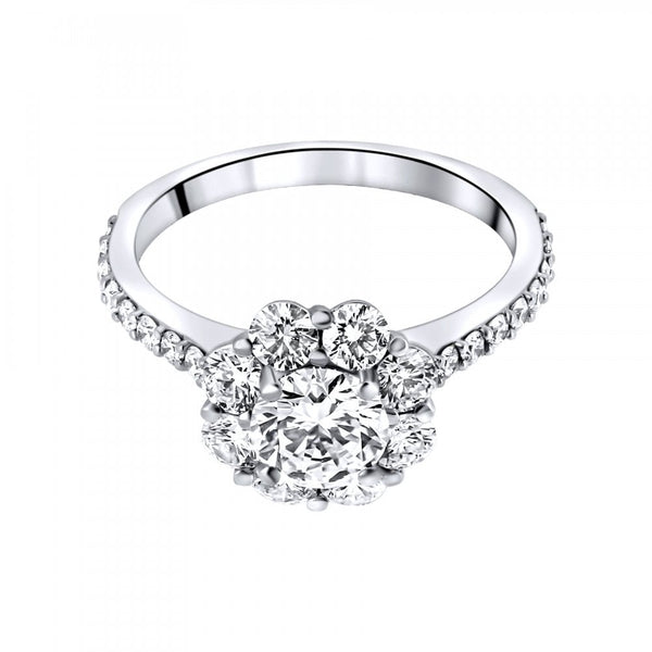 Platinum 0.87ct E VS1 GIA round brilliant diamond cluster ring