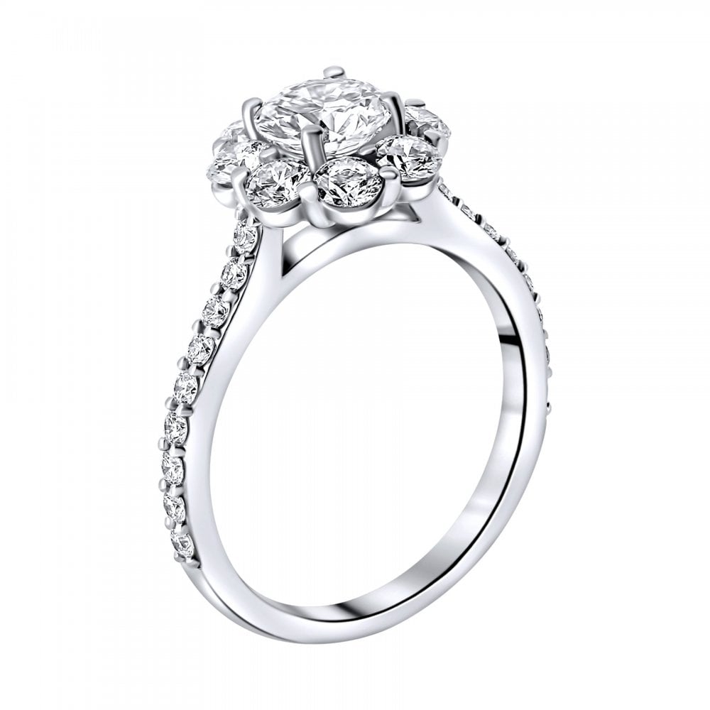 Platinum 0.87ct E VS1 GIA round brilliant diamond cluster ring