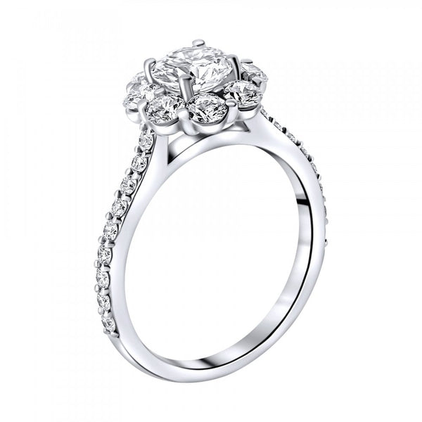 Platinum 0.87ct E VS1 GIA round brilliant diamond cluster ring