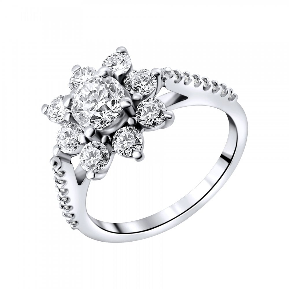 Platinum 0.70ct D VS1 EGL round brilliant diamond cluster ring