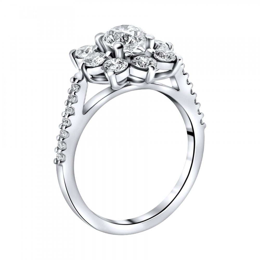 Platinum 0.70ct D VS1 EGL round brilliant diamond cluster ring