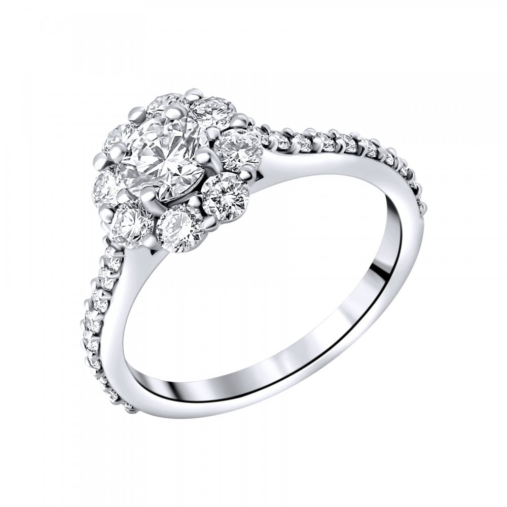 Platinum 0.50ct D SI1 GIA round brilliant diamond cluster ring