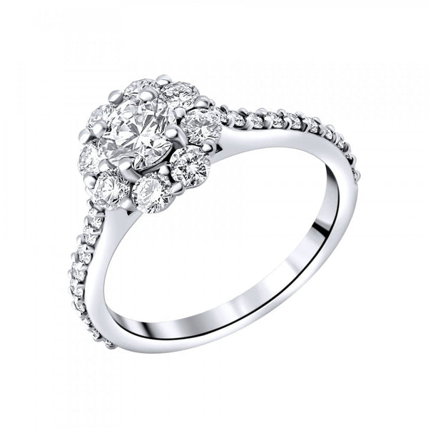 Platinum 0.50ct D SI1 GIA round brilliant diamond cluster ring