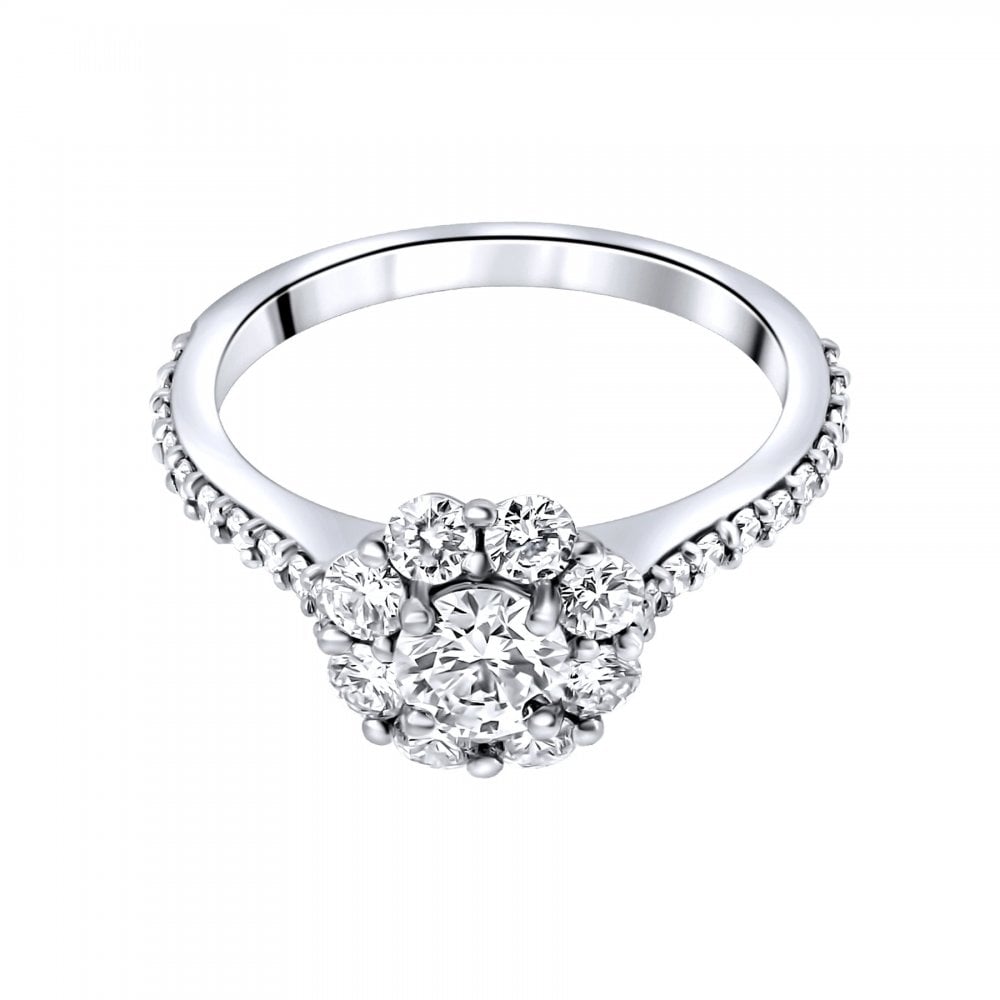 Platinum 0.50ct D SI1 GIA round brilliant diamond cluster ring