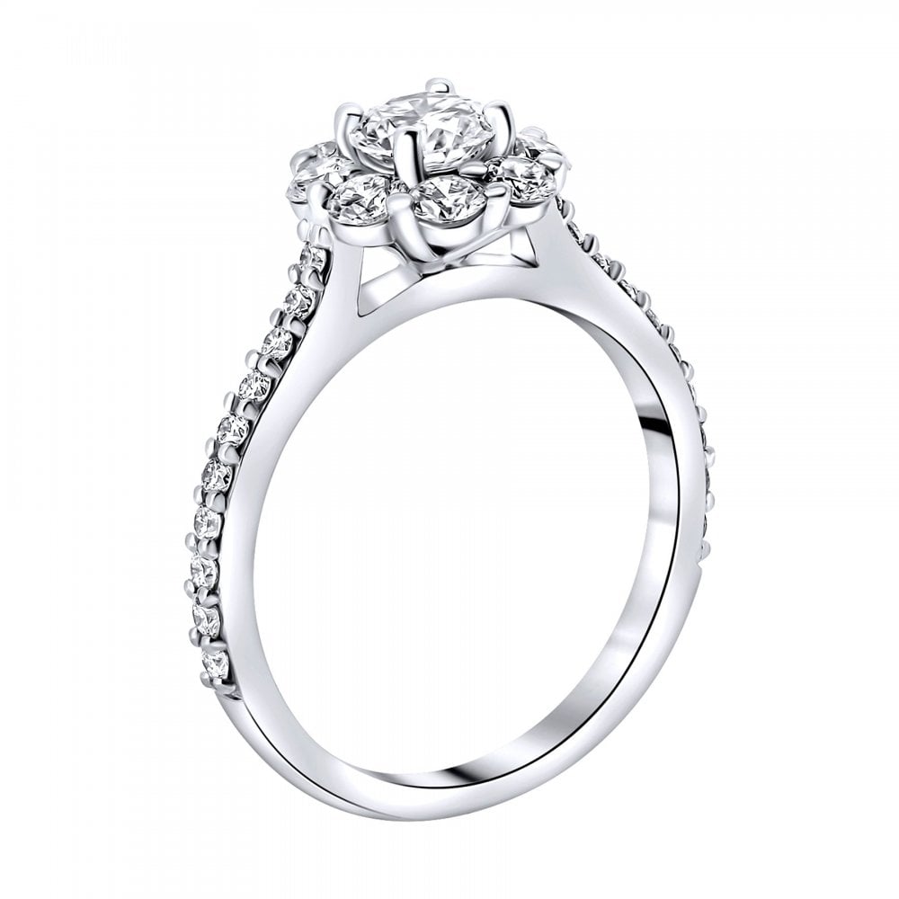 Platinum 0.50ct D SI1 GIA round brilliant diamond cluster ring