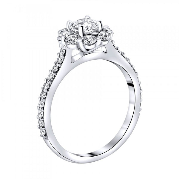 Platinum 0.50ct D SI1 GIA round brilliant diamond cluster ring
