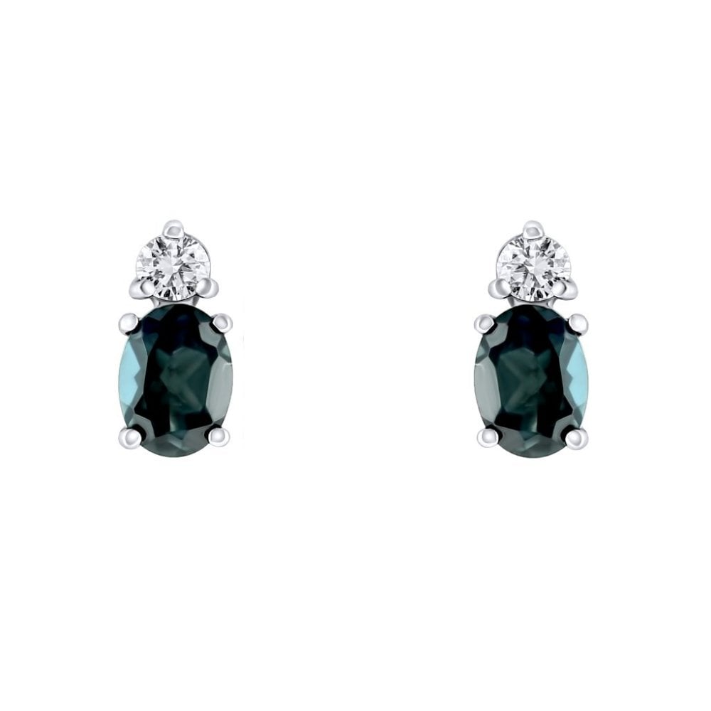 Platinum 1.1ct London blue topaz & 0.14ct diamond earrings