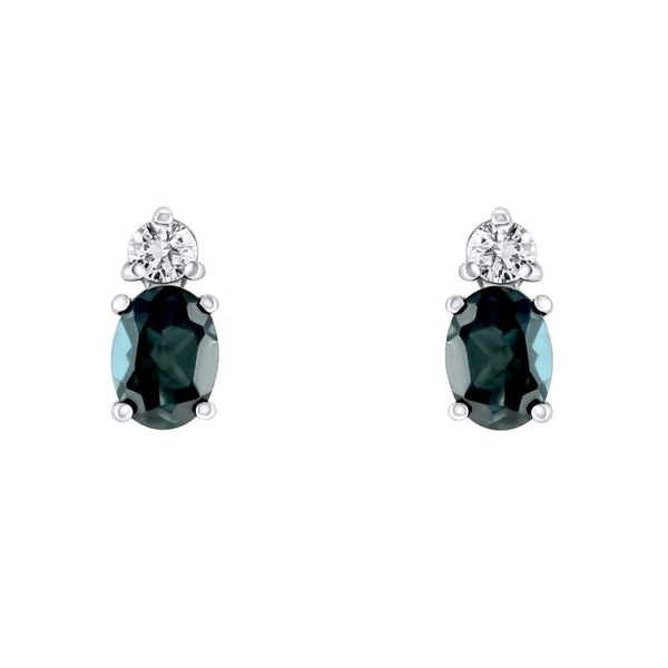 Platinum 1.1ct London blue topaz & 0.14ct diamond earrings
